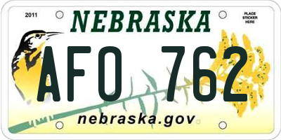 NE license plate AFO762