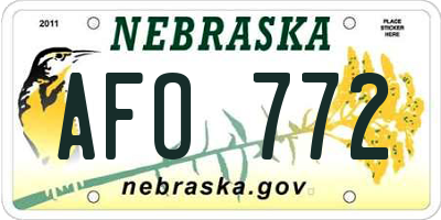 NE license plate AFO772