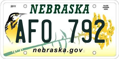 NE license plate AFO792