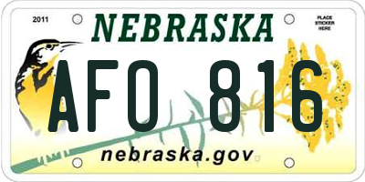 NE license plate AFO816