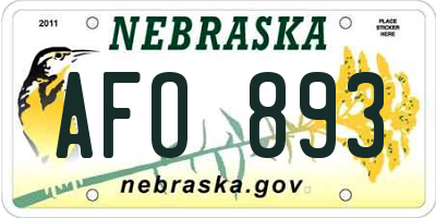 NE license plate AFO893