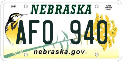 NE license plate AFO940