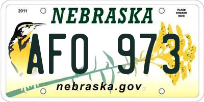 NE license plate AFO973