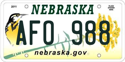 NE license plate AFO988