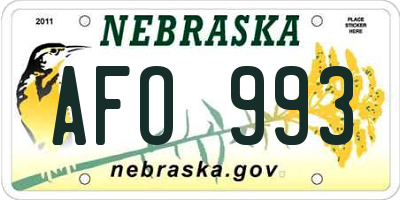 NE license plate AFO993
