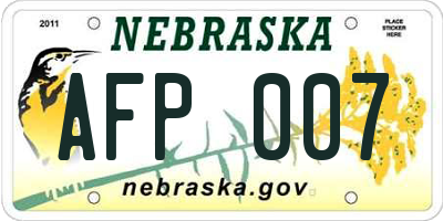 NE license plate AFP007