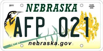 NE license plate AFP021