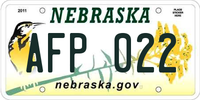 NE license plate AFP022