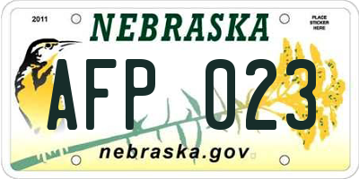 NE license plate AFP023