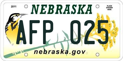 NE license plate AFP025