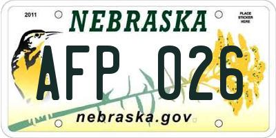 NE license plate AFP026