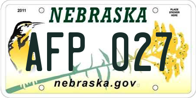 NE license plate AFP027