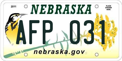 NE license plate AFP031