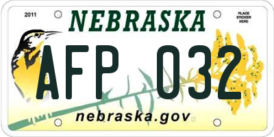 NE license plate AFP032