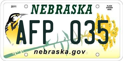 NE license plate AFP035