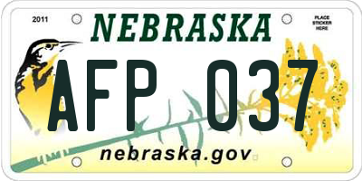 NE license plate AFP037