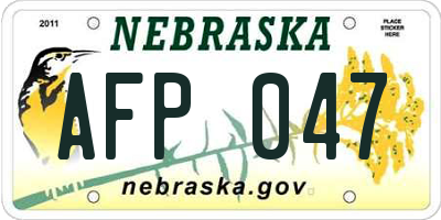 NE license plate AFP047