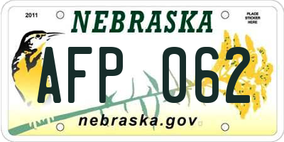 NE license plate AFP062