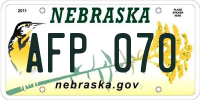 NE license plate AFP070
