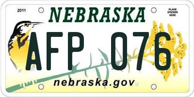 NE license plate AFP076