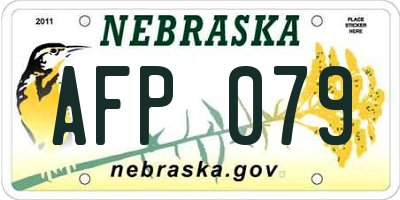 NE license plate AFP079