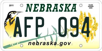 NE license plate AFP094