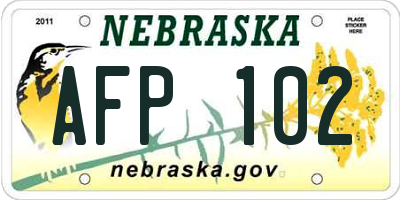 NE license plate AFP102