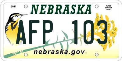 NE license plate AFP103
