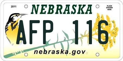 NE license plate AFP116
