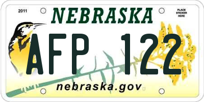 NE license plate AFP122