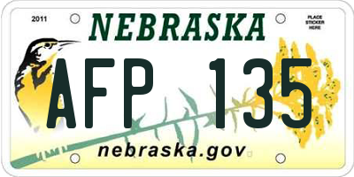 NE license plate AFP135