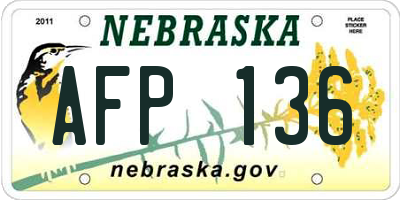 NE license plate AFP136