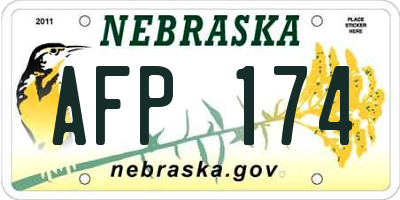NE license plate AFP174