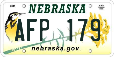 NE license plate AFP179