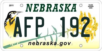 NE license plate AFP192