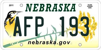 NE license plate AFP193