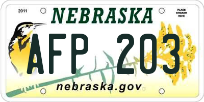 NE license plate AFP203