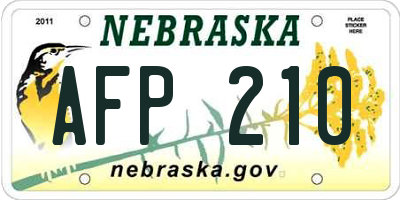 NE license plate AFP210