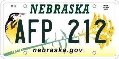NE license plate AFP212