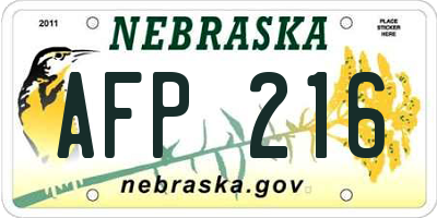 NE license plate AFP216