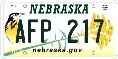 NE license plate AFP217