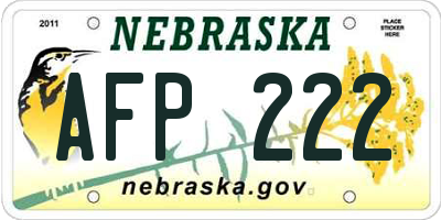 NE license plate AFP222