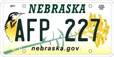 NE license plate AFP227