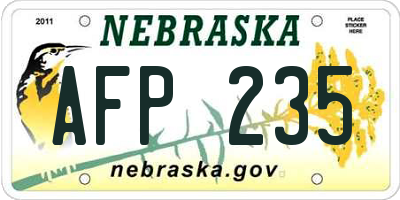 NE license plate AFP235