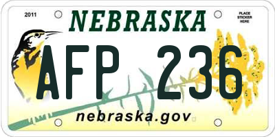 NE license plate AFP236