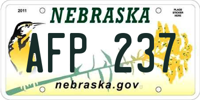 NE license plate AFP237