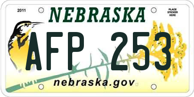 NE license plate AFP253