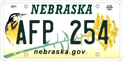 NE license plate AFP254