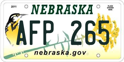 NE license plate AFP265