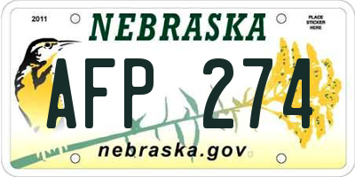 NE license plate AFP274